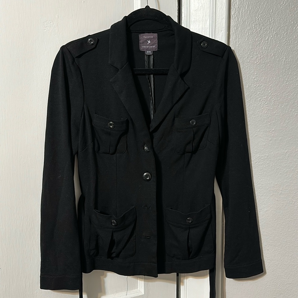 Forever 21 Black Faux Cargo Jacket